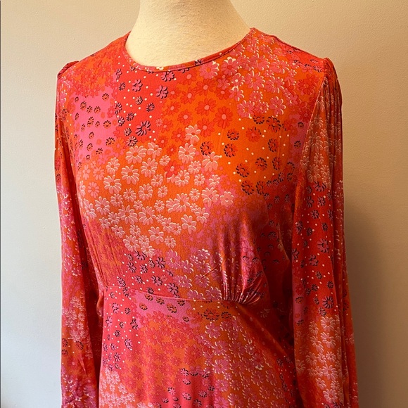 Oliver Bonas Vibrant Floral Long Sleeve Dress Size 14 - Picture 2 of 12